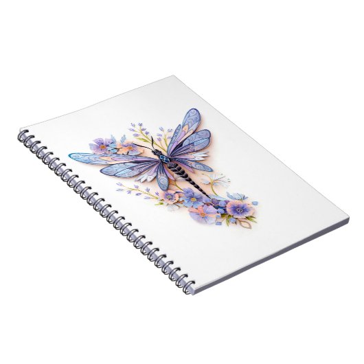 Een mooie libel met zachte bloemen notitieboek (Rechterzijde)