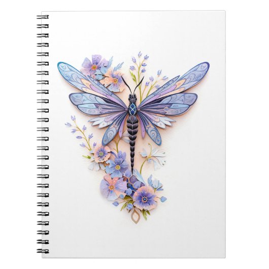 Een mooie libel met zachte bloemen notitieboek (Voorkant)
