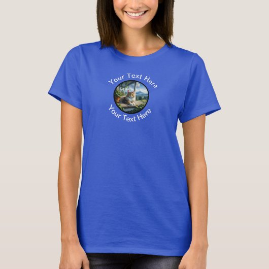 Een mooie Maine Coon kat met aangepaste tekst T-shirt (Voorkant)