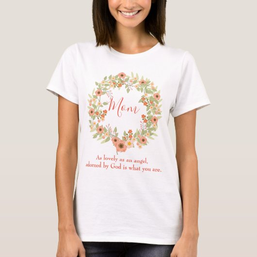 Een mooie mama Floral Wreath T-shirt (Voorkant)