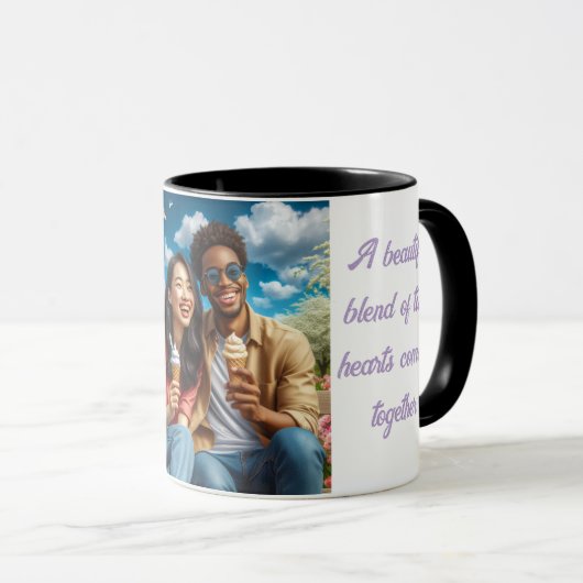 Een mooie mix van twee harten die samenkomen mok (Voorkant rechts)