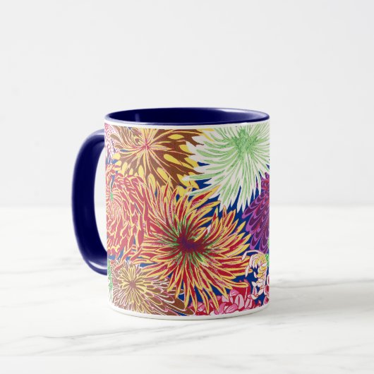 Een mooie Mok met Philip Jacobs Fabric Chrysanthem (Voorkant links)