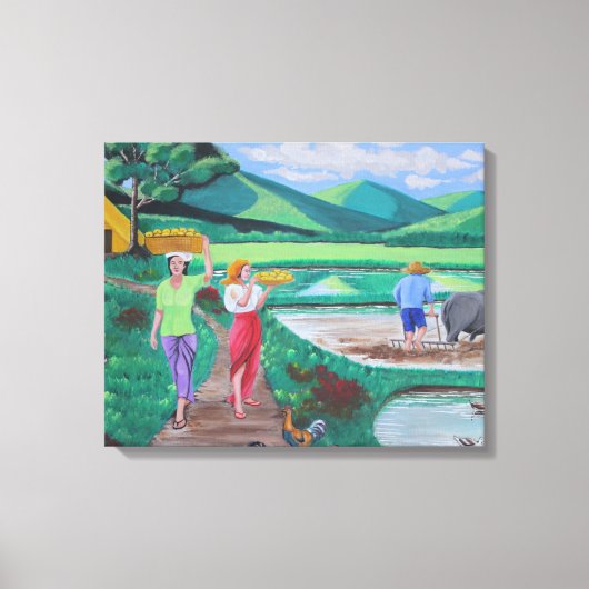 Een mooie ochtend in het Boerderij Canvas Afdruk (Voorkant)
