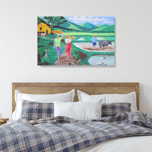 Een mooie ochtend in het Boerderij Canvas Afdruk (Insitu (Slaapkamer))