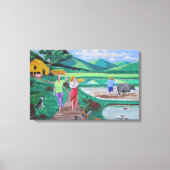 Een mooie ochtend in het Boerderij Canvas Afdruk (Voorkant)