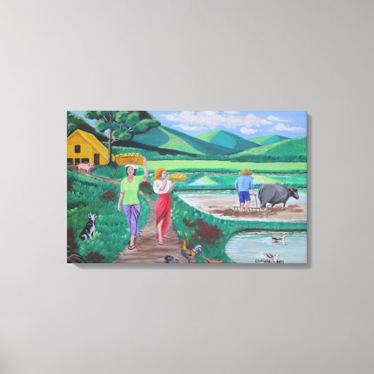 Een mooie ochtend in het Boerderij Canvas Afdruk (Voorkant)