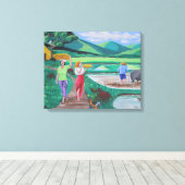 Een mooie ochtend in het Boerderij Canvas Afdruk (Insitu (Houten vloer))