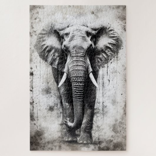 Een mooie olifant als puzzel (Verticaal)