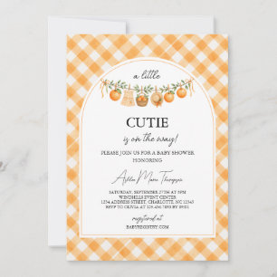 Een Mooie Oranje Geruite Baby Shower Kaart