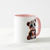 Een mooie panda met een roze hart. mok (Voorkant rechts)