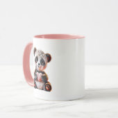 Een mooie panda met een roze hart. mok (Voorkant links)