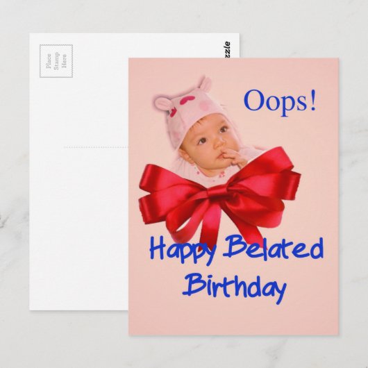 Een mooie peuter heeft spijt van zijn late geboort briefkaart (Voorkant / Achterkant)