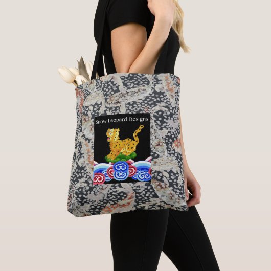 Een mooie Philip Jacobs Fabric Snow Leopard Bag Tote Bag (Dichtbij)