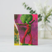 Een mooie retro dansende broccoli briefkaart (Staand voorkant)