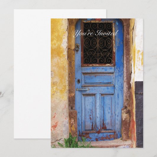 Een mooie roestige oude blauwe deur GRIEKENLAND ui Kaart (Voorkant / Achterkant)