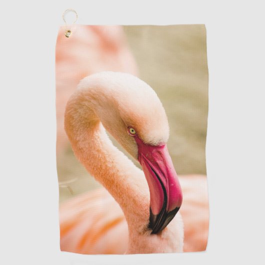 Een mooie roze flamingo golfhanddoek (Voorkant)