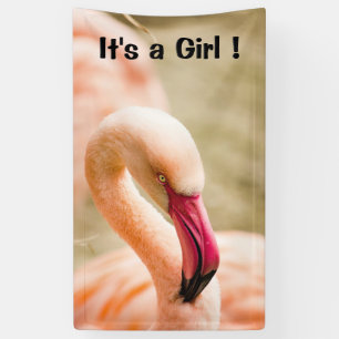 Een mooie roze flamingo is een meisje spandoek