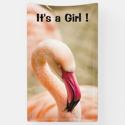 Een mooie roze flamingo is een meisje spandoek (Verticaal)