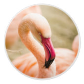 Een mooie roze flamingo keramische knop (Voorkant)