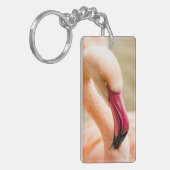 Een mooie roze flamingo sleutelhanger (Voorkant Links)