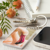 Een mooie roze flamingo sleutelhanger (Voorkant Rechts)
