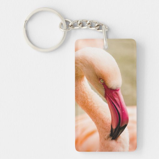 Een mooie roze flamingo sleutelhanger (Voorkant)