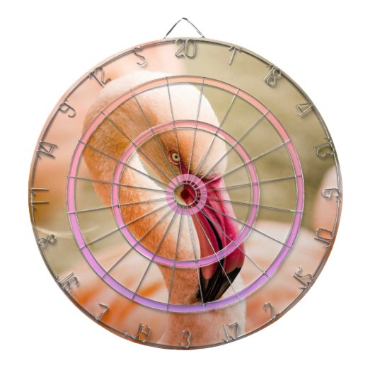 Een mooie roze flamingoregeling dartbord (Voorkant)