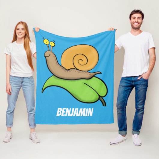 Een mooie slak op de cartoon van bladeren fleece deken (In situ)