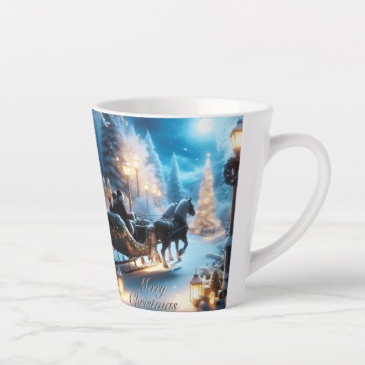 Een mooie slee rit met de Kerstman Latte Mok (Rechts)