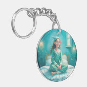 Een mooie sleutelhanger met een cartoon elf is bla (Voorkant Links)