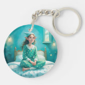 Een mooie sleutelhanger met een cartoon elf is bla (Achterkant)