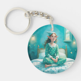Een mooie sleutelhanger met een cartoon elf is bla