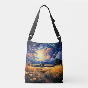Een mooie sterrenhemel-illustratie crossbody tas