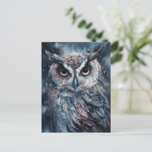 Een mooie uil briefkaart (Staand voorkant)