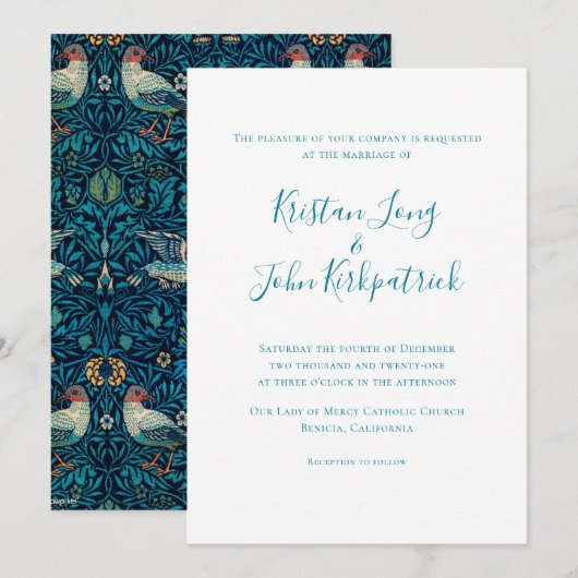 Een mooie uitnodiging voor een bruiloft met een bl (Voorkant / Achterkant)