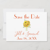 Een mooie vaas van Zonnebloemen Save The Date (Voorkant)
