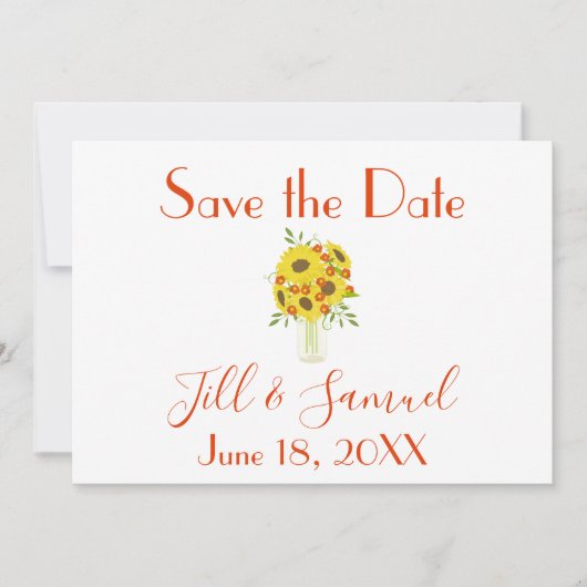 Een mooie vaas van Zonnebloemen Save The Date (Voorkant)