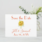 Een mooie vaas van Zonnebloemen Save The Date (Staand voorkant)