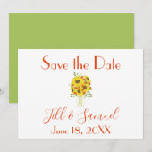 Een mooie vaas van Zonnebloemen Save The Date (Voorkant / Achterkant)