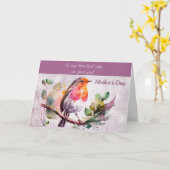 Een mooie vogel op een vertakking eerste Moederdag Kaart (Gele Bloem)