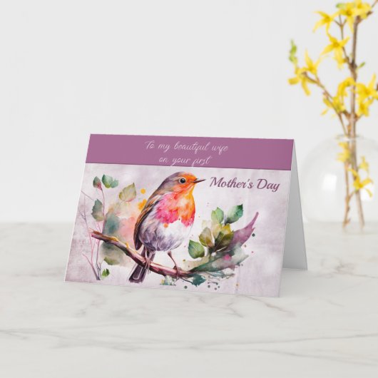 Een mooie vogel op een vertakking eerste Moederdag Kaart (Gele Bloem)