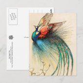 Een mooie vogel vliegt uit de jeneverbes boom briefkaart (Voorkant / Achterkant)