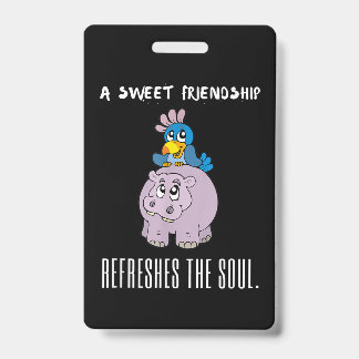 Een mooie vriendschap verfrist de sol Paarse Hippo Badge