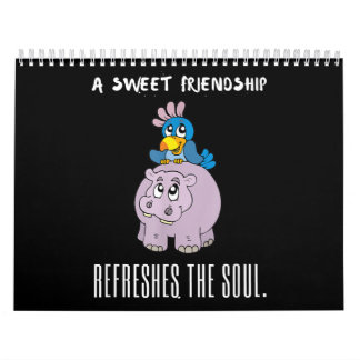 Een mooie vriendschap verfrist de sol Paarse Hippo Kalender