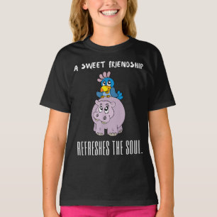 Een mooie vriendschap verfrist de sol Paarse Hippo T-shirt