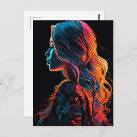 Een mooie vrouw in een bloem shirt briefkaart (Voorkant / Achterkant)