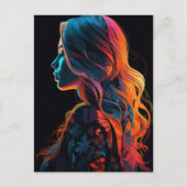 Een mooie vrouw in een bloem shirt briefkaart (Voorkant)