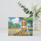 Een mooie vrouw in een Oranje grot Briefkaart (Staand voorkant)