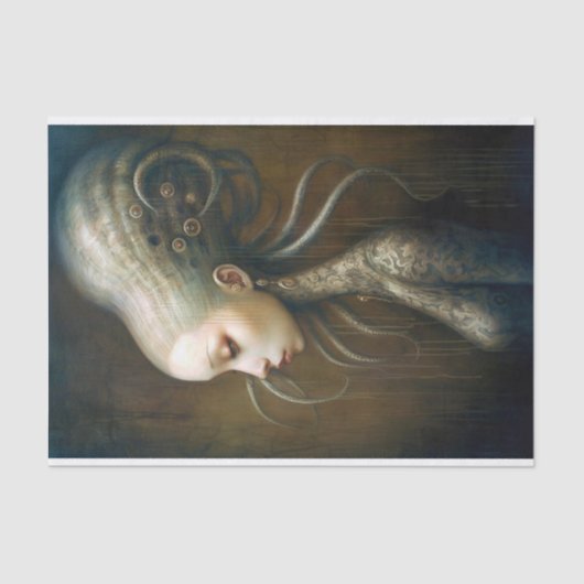 Een mooie vrouw met tentakel haar tissuepapier (Voorkant)