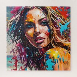 Een mooie vrouw op het strand legpuzzel